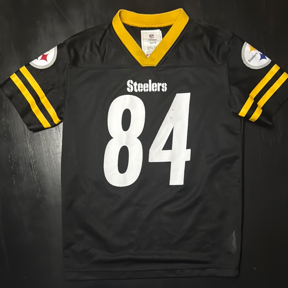 Pittsburg Steelers #84 BROWN Boys' Black and Gold Team Jersey size 6/7